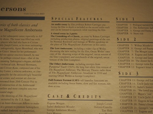 MAGNIFICENT AMBERSONS Orson Welles Criterion CAV 2-disc gatefold LaserDisc Mint! - Picture 4 of 5