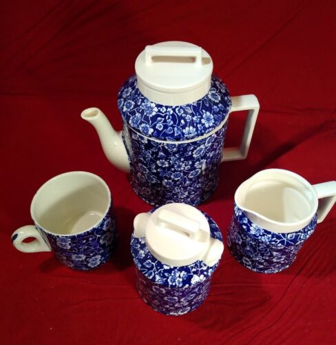 Colonial Calico Set 6-teilig Teekanne, Milchkännchen, Zucker & Becher - Blau & Weiß - Bild 2 von 4