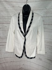 BODY by Victoria Women's White Blazer One Button Long Sleeve Size 4