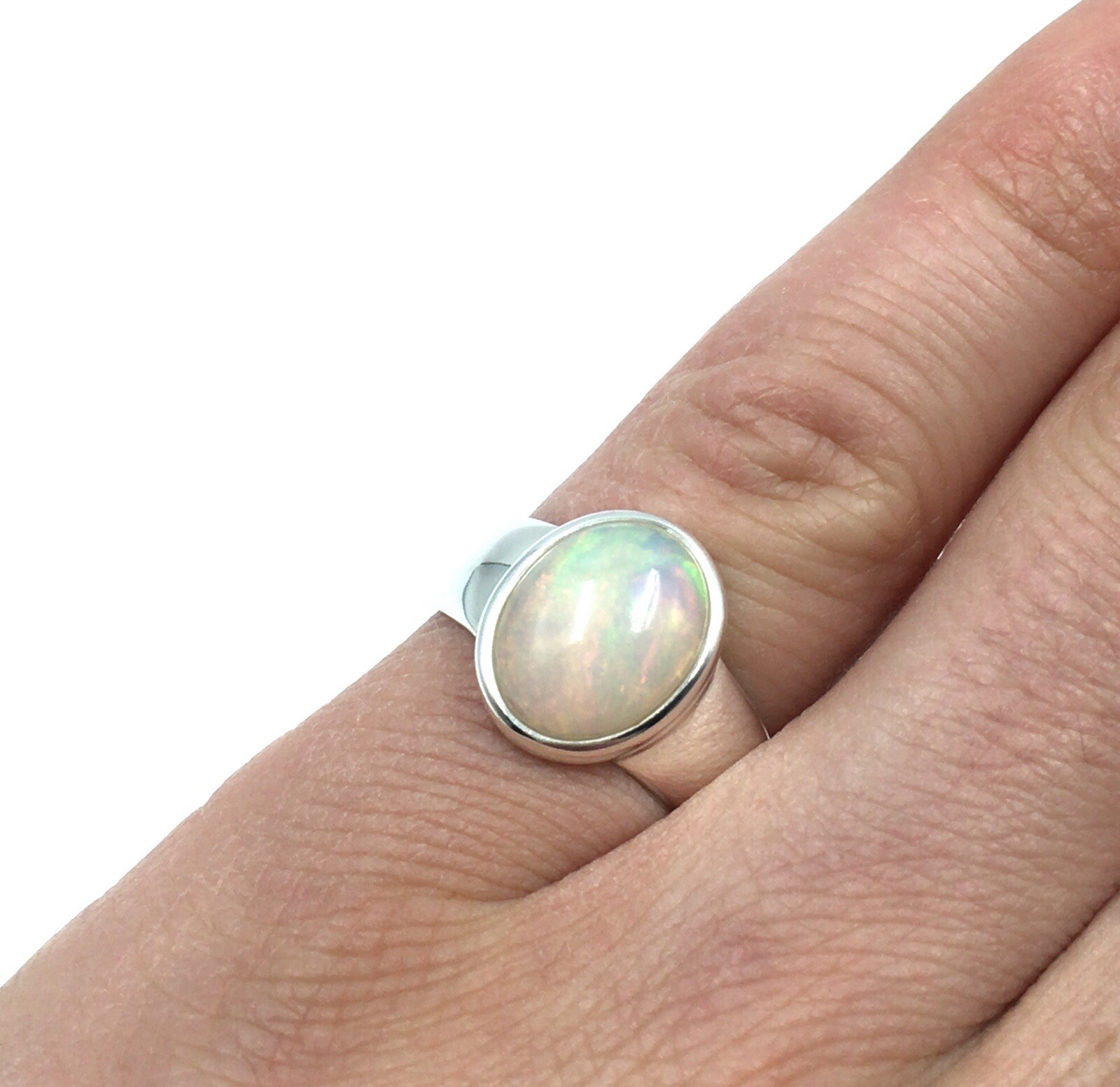 Solid 925 Silver Ring Opal 3.5ct Solid Band Ring … - image 4