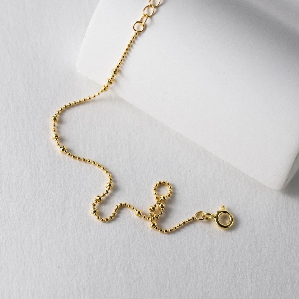 Woman Real s925 Sterling Silver Beaded Balls Chain Bracelet Bangle Allergy free - Image 3 of 4