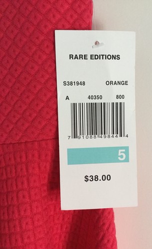 NWT RARE EDITIONS GIRLS ORANGE/MELON COLORED SKATER DRESS SIZE 5 MSRP $38.00 - Afbeelding 3 van 8