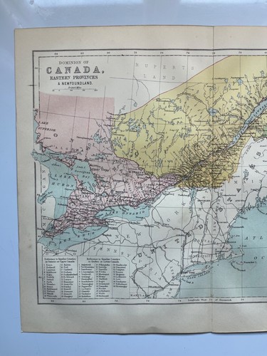 Antike Karte der Herrschaft Kanada Ostprovinzen 1876 Quebec - Bild 2 von 5