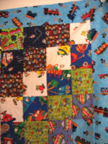 Baby Boy QUILT TOP homemade 44x58" Ready for u to FINISH SCRAPY TRIP METHOD 1/ - Picture 6 of 11
