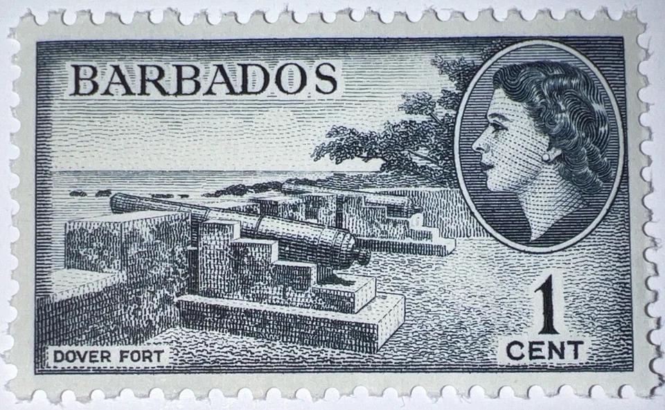 Travelstamps: 1953 БАРБАДОС МАРОК SC # 235 QE II - DOVER FORT НОВОМ MNH OG NH 1c - Изображение 3 из 4