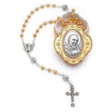 Collana preghiera cattolica perle rosario San Padre Pio del Leone Vaticano