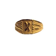 22K/18K Real Certified Yellow Gold Carved X Design Kids Ring