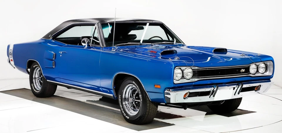 Nuevo 1969-72 Negro Doble Capucha Cucharas con Kit Bisel Cromo/Mopar A & B-Body Ram Air Foto 2 de 4