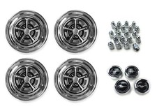 Magnum 500 Wheels Kit Black Mustang Wheel Caps and Lug Nuts 15" X 7" & 15" X 8"