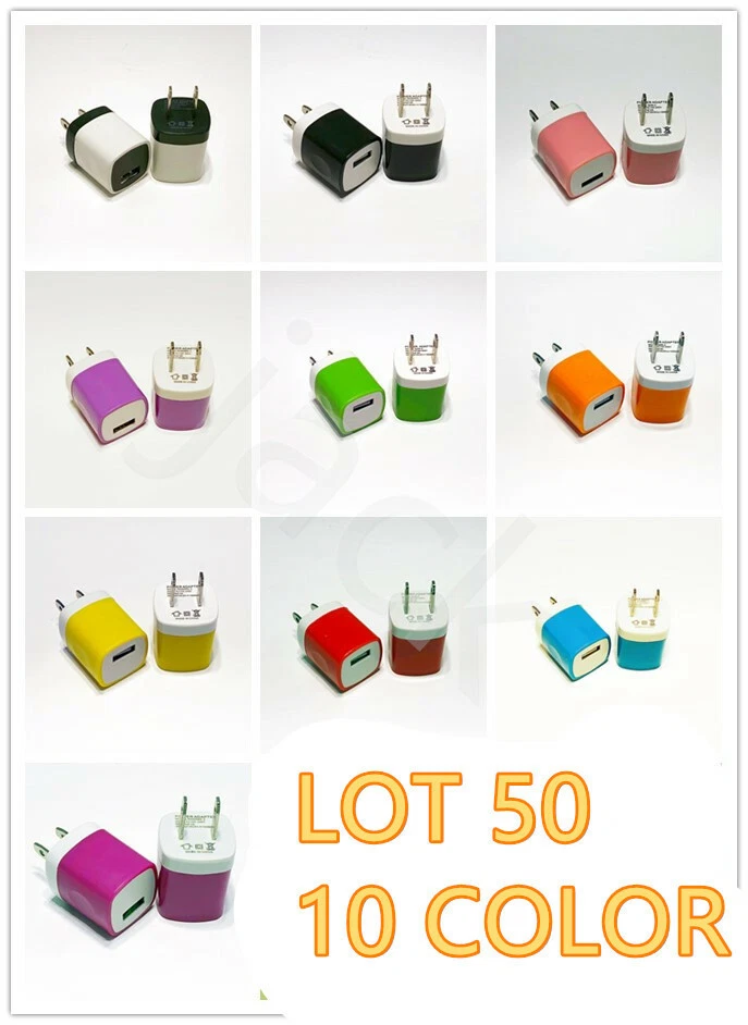 50xColor 1A USB Power Adapter AC Home Wall Charger US Plug FOR iPhone universal - Image 2 of 2