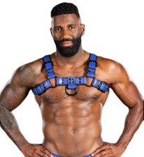 Men Leather Chest Harness Body Armor Blue Leather Harness For Men Gay Costume