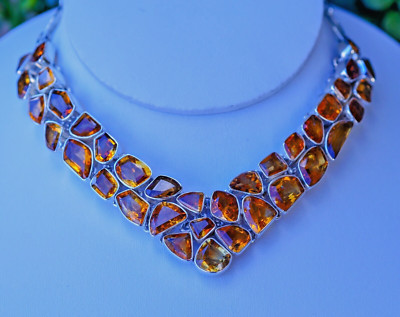 Echter Honigtopas & massive 925 Sterling Silber Halskette von Silver Trend
