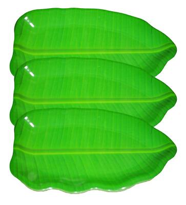 Melamine Banana Leaf Shape Serving Plates 16 Inch 3 Pieces