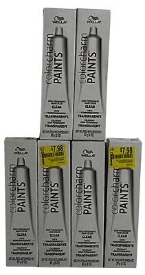 (6) Wella Color Charm Paint Tube Clear 2fl oz - Free Shipping!