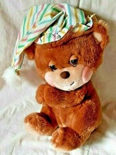 Vintage 1985 Fisher Price Teddy Beddy Bear with Nightcap Hat 10" Tall 1401