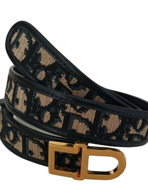 Authentic Vintage Christian Dior Belt Trotter Oblique Logo Golden Buckle