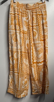 Nicole Miller Atelier Postage Stamp Pants Philatelist Linen Orange Small