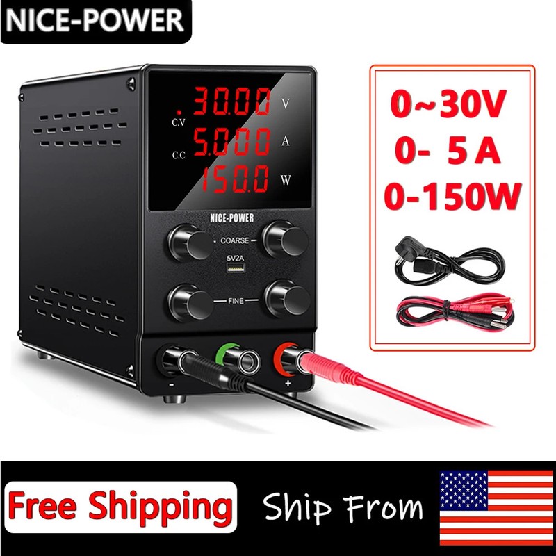 Adjustable Switching DC Power Supply 30V 5A Lab Bench Power Supply Output