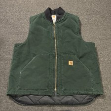 Vintage Carhartt Vest Spruce Green XLARGE TALL XLT Quilted Duck USA V02 SPC 90s