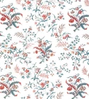 BRUNSCHWIG & FILS FABRIC 'CHANCAY PRINT - TEAL/ROSE' 2.5 METRES  100% Cotton
