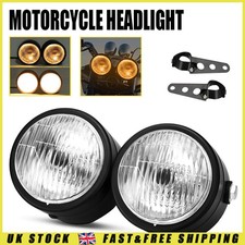 2x Black Twin Headlight Motorcycle Double Dual Lamp Street Fighter Universal UK
