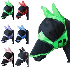 Fine Mesh Horse Fly Mask w/Ears  Nose, UV Blocking 3D Eye Visor with Extra F...