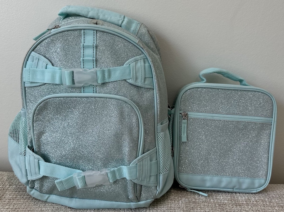 Pottery Barn Kids Mackenzie Blue Glitter Backpack Lunchbox Large