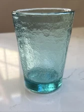 Fire & Light Recycled Glass Tumbler 12 oz Aqua Unsigned Excellent Condition