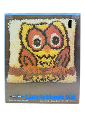 1980 Vintage NEW MH Yarns Latch Hook Kit OZZIE OWL 12"x12" Pillow Rug Picture