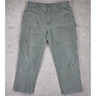 Carhartt B136 MOS Double Knee Duck Canvas Carpenter Pants Moss Green 38x30