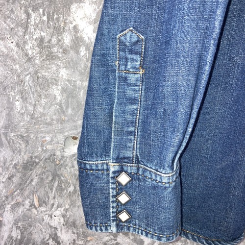 Vintage Austin Reed London Size XL Diamond Pearl Snap Denim Shirt Western - Picture 6 of 13