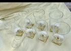 Set/6 vintage Federal Glass Nordic Square Base Stem Wine Glasses Topaz Goblet