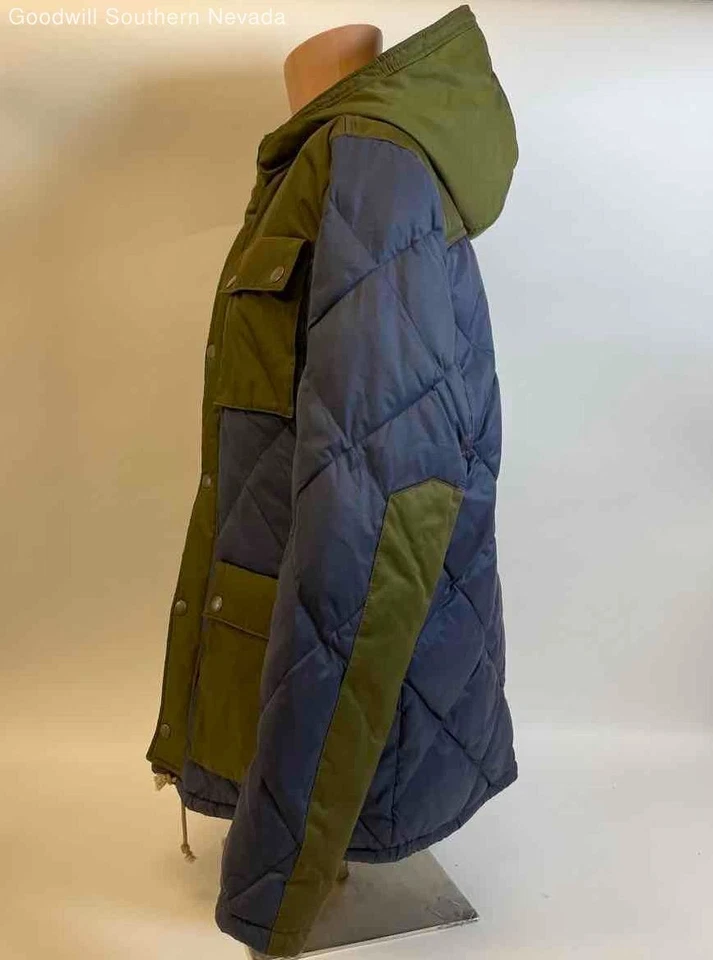 Lucky Brand Men's Green/Blue Quilted Parka Jacket - Size Medium - Image 4 of 4