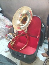 SOUSAPHONE 22"BELL SIZE GOLDEN POLISH MADE OF PURE BRASS CASE BOX FREE SHIPPING