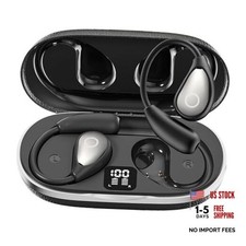 Open Ear Earbuds Wireless Bluetooth Headphones, 60Hrs Playtime, Stereo Black