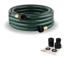 15FT PVC Garden Hose 1/2in Lightweight Flexible w Brass Fittings 