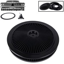 14 X 2 Black Air Cleaner Set Thru High Flow Washable W Chrome Lid For Sbc Bbc