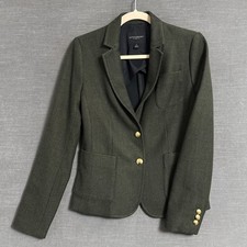 Banana Republic Blazer 2 Classic Fit Green Cotton Blend Gold Crest Career Layer