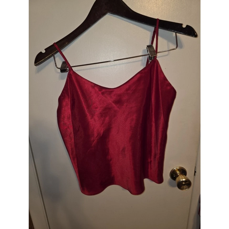 Camiseta sin mangas vintage Vanity Fair talla 34 roja satinada corta dormir cami Foto 3 de 4