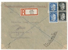 Ukraine, WW2 German Occ, 1943 Reg Cover to Krakau w/LUZK cds, 42pf Rate