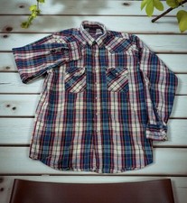 Dakota Five Brothers Shirt Mens L Pearl Snap Vintage Red White Plaid USA Flannel