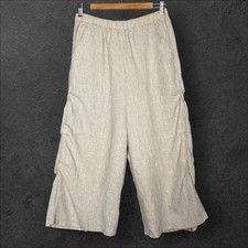 Match Point Linen Pants Women Small Khaki Tan...