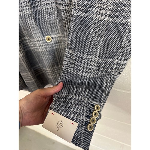 895 $ neuf Eleventy us 43 eu54 coton bleu marine costume veste sport manteau imprimé à carreaux - Photo 5 sur 10
