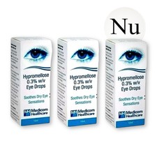 Hypromellose 0.3% Eye Drops For Dry Eyes 10ml Irritation, Relief Eyes- 3 Pack