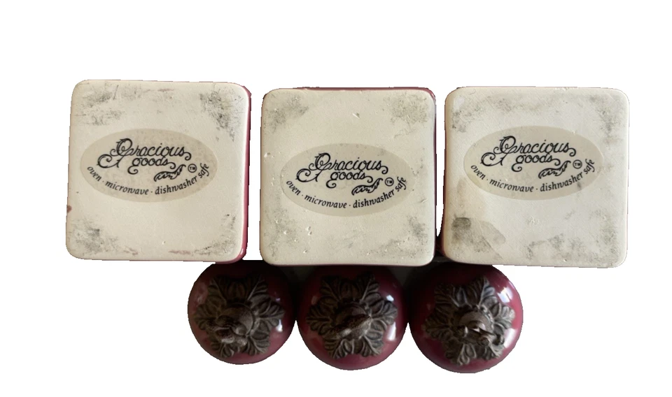 Genuine GRACIOUS GOODS GG Faith Hope Love Green Canister Set Acanthus Leaf Base - Image 3 of 4