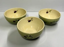 Set Of 3 Vtg Better Homes & Gardens "OLIVE VILLA" Deep 6.0” Green Soup Bowls