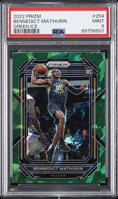 2022 PANINI PRIZM GREEN ICE #254 BENNEDICT MATHURIN ROOKIE RC PSA