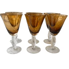 Set of 6 Southern Living at Home Arlington Amber Stemware Water Goblets 7 3/4”