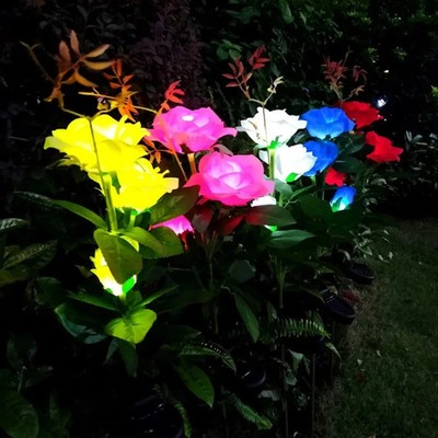 Solar-Gartenleuchten LED Blumen Rosen Rasenlampen Außenlicht wasserdicht