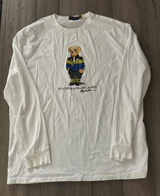 Polo Ralph Lauren Men s XL White Classic Fit Polo Bear Graphic L/S Tee